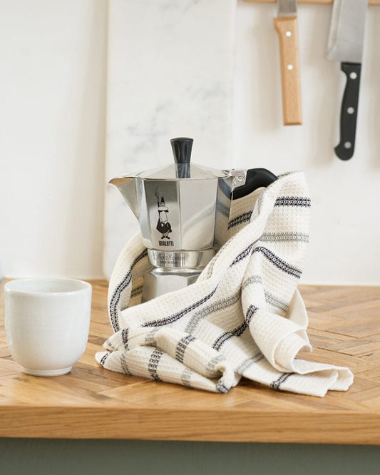 Striped Waffle Weave Cotton Kitchen Towel - Multiple Colors