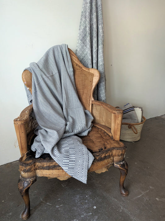 Bakuba Cotton Throw Blanket - Charcoal