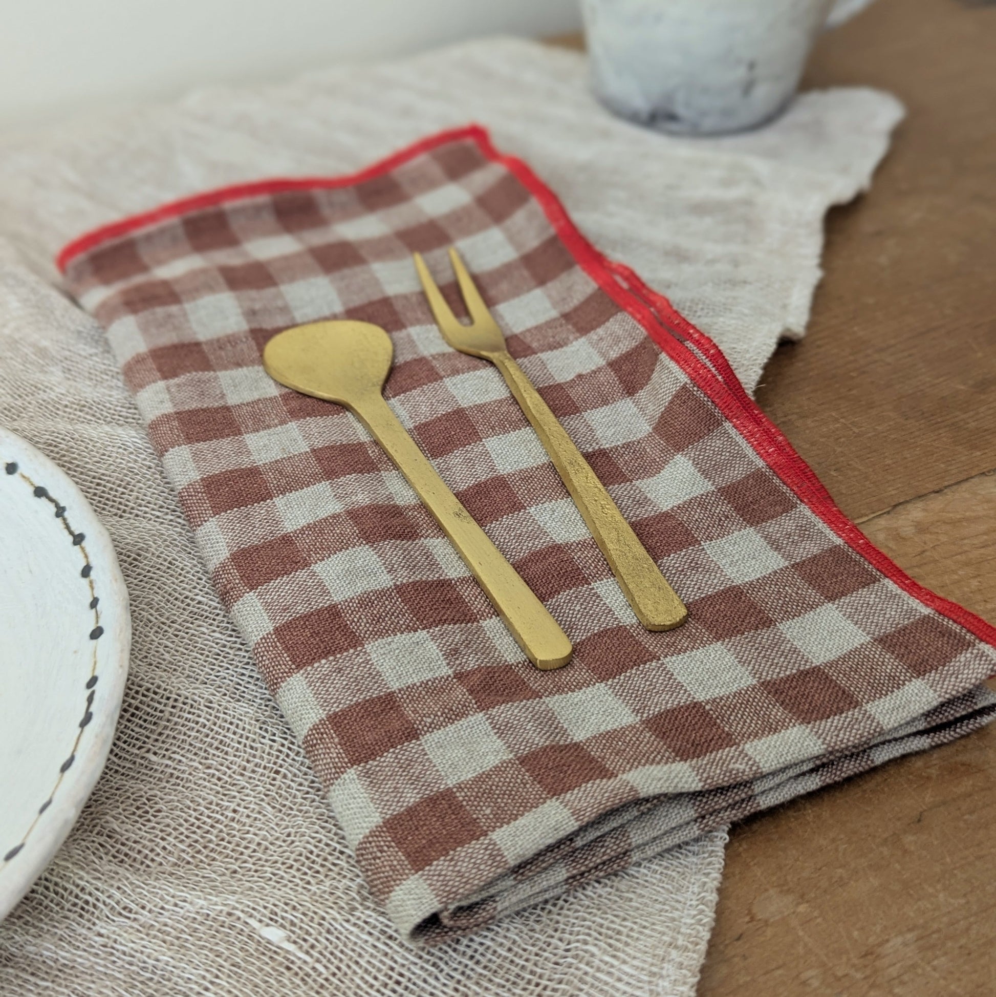Linen Napkins - Sets of 4 - Blues, Golds, Browns
